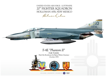 Color Litho - F-4E German Air Force, 20th FS Holloman AFB, A/C# 75-0636 "Silver Lobos" 
