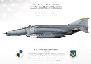 Color Litho F-4G Wild Weasel 52nd TFW / 81st TFS Spangdahlem 1990s 