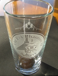 F-4 Society 16 Ounce Heavy Etched Printed Beverage Glass 