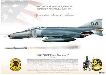 Color Litho - USAF F-4G "Wild Weasal" 561st TFS A/C #69-0273 "Operation Desert Storm" 1991 