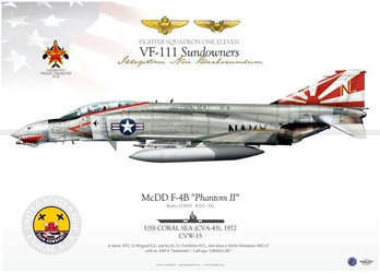 Color Litho - USN "VF-111" F-4B MiG Killer 