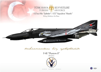 Color Litho - F-4E Turkish Air Force,  "172nd Squadron Hawks"  